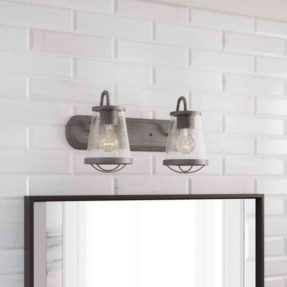 Home Decorators Georgina 18 in. 2-light Weathered Iron Industrial Indoor Vanity