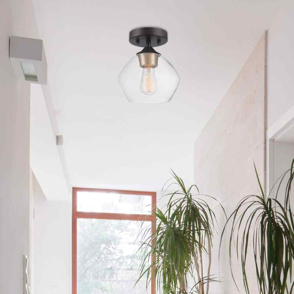 Globe Electric Harrow 1-Light Matte Black Semi-Flush Mount Ceiling Light
