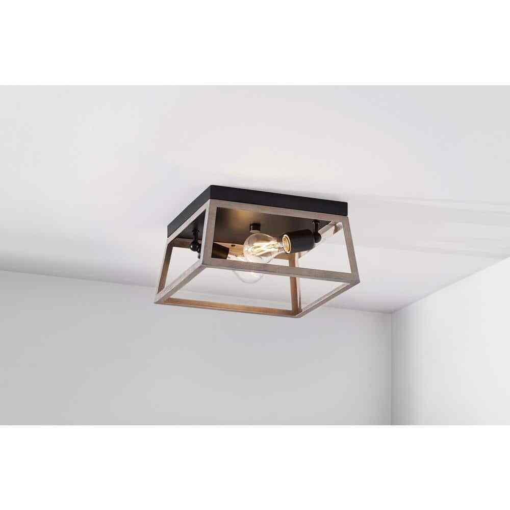 Hampton Bay Burkepoint 2-Light Woodgrain Flush Mount HD-1902-I