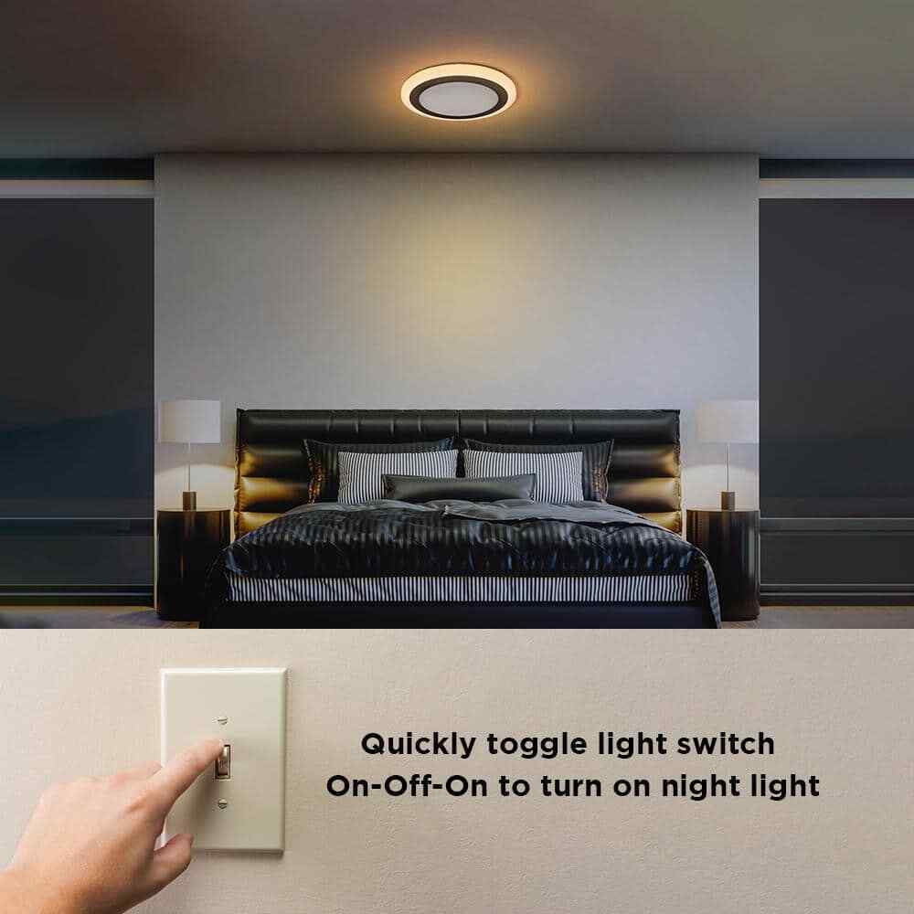 Hampton Bay Clement Round Flat Panel 13 in. Black Integrated LED Flush Mount