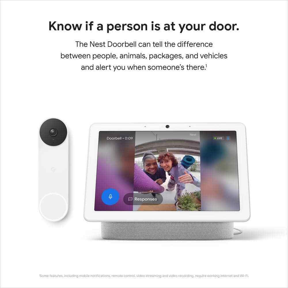 Google Nest Doorbell Battery - Smart Wi-Fi Video Doorbell Camera - Snow