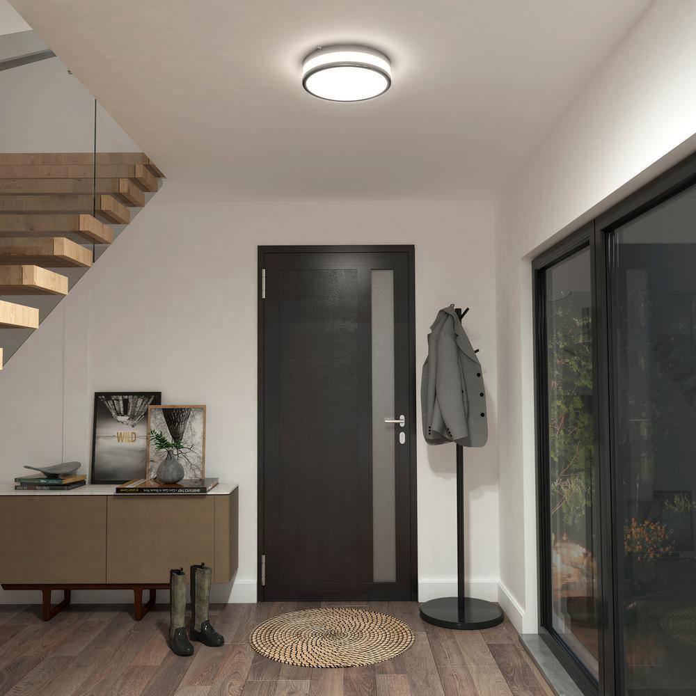 Artika Luna 12 in. 1-Light Chrome Integrated LED Modern Ceiling Light Fixture