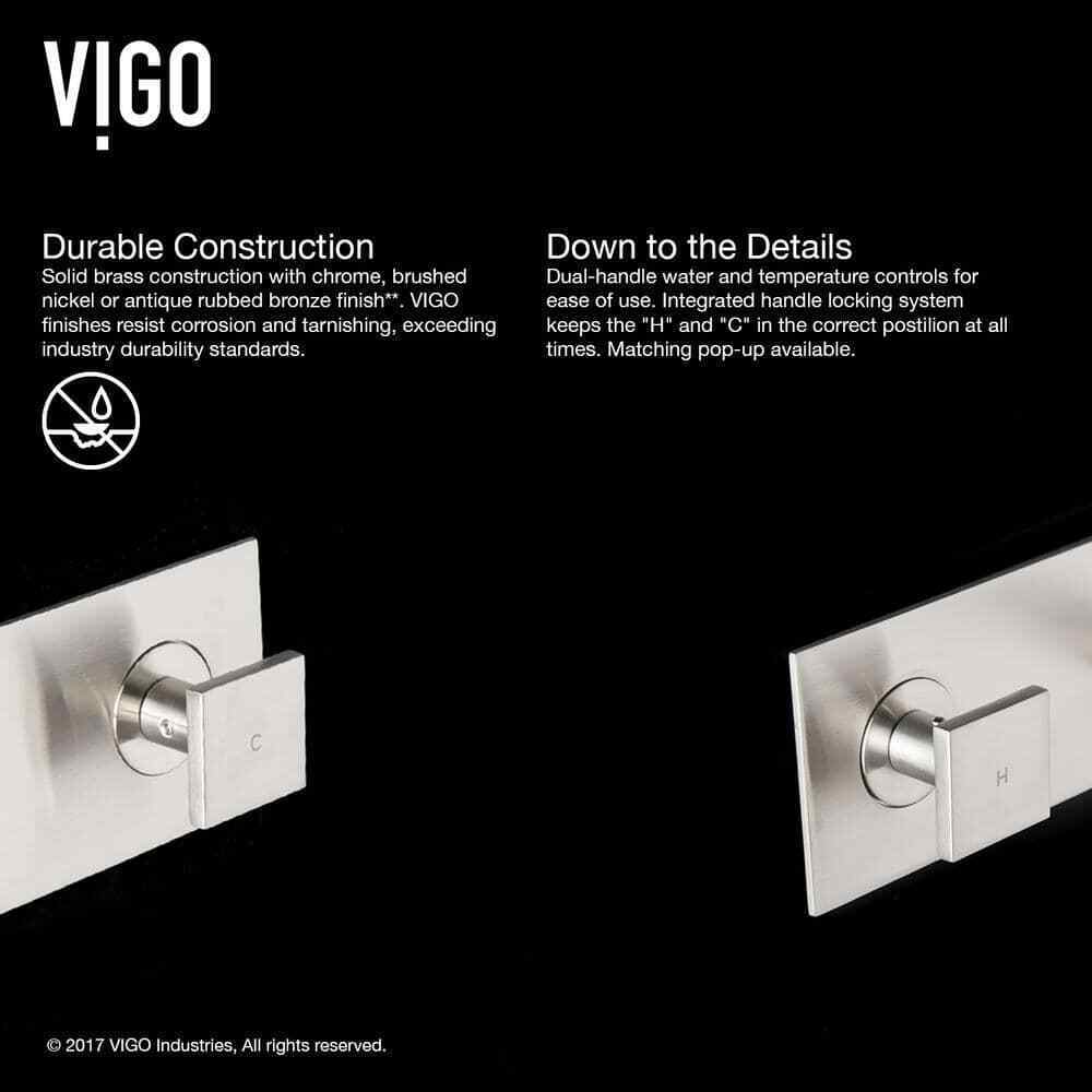 VIGO Titus Two Handle Wall Mount Bathroom Faucet in Brushed Nickel VG05002BN