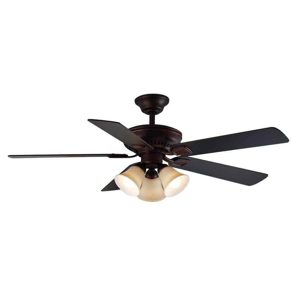 Hampton Bay Campbell 52 in. Indoor LED Bronze Ceiling Fan w/ Light and remote