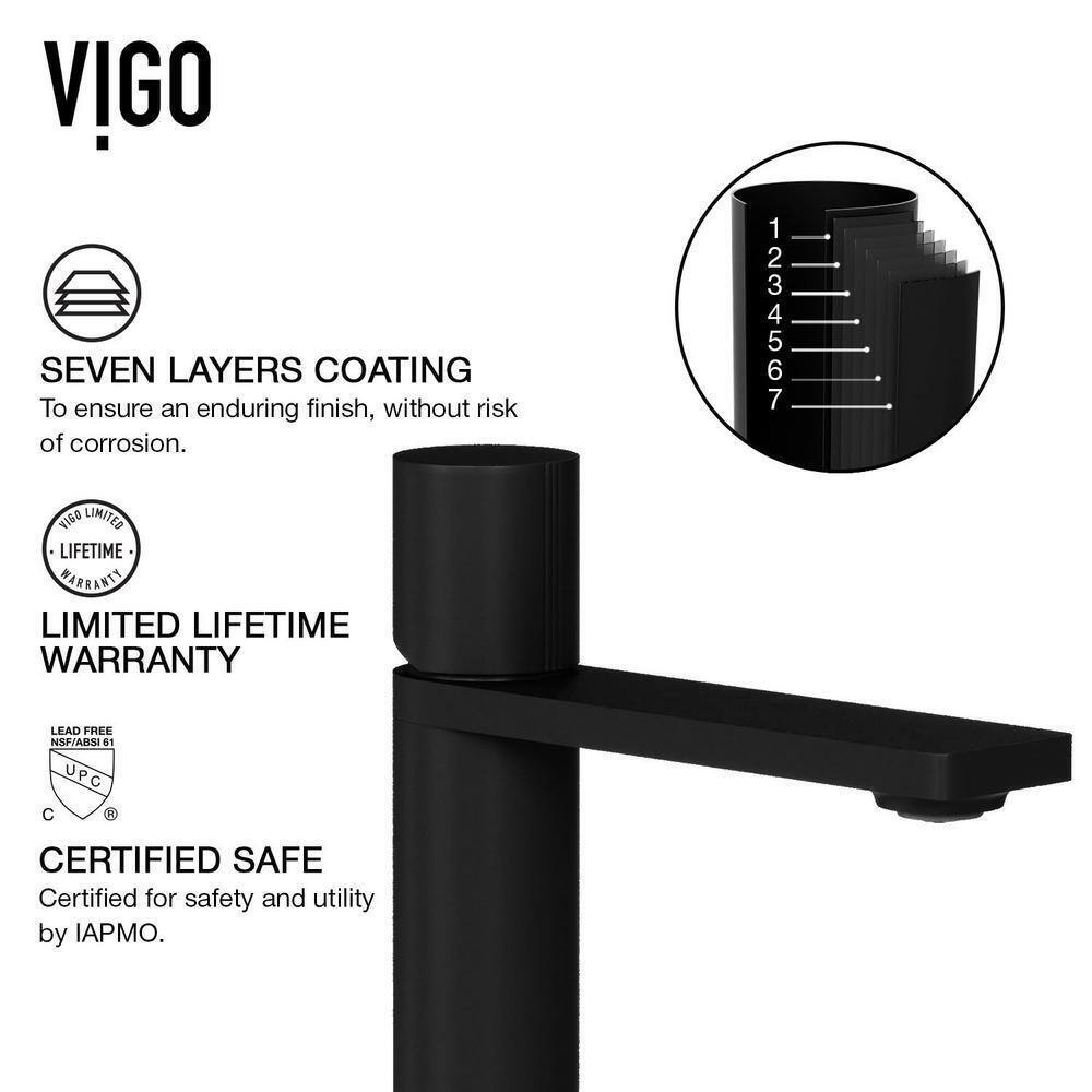 VIGO Halsey Single Handle Single-Hole Bathroom Faucet in Matte Black VG01045MB