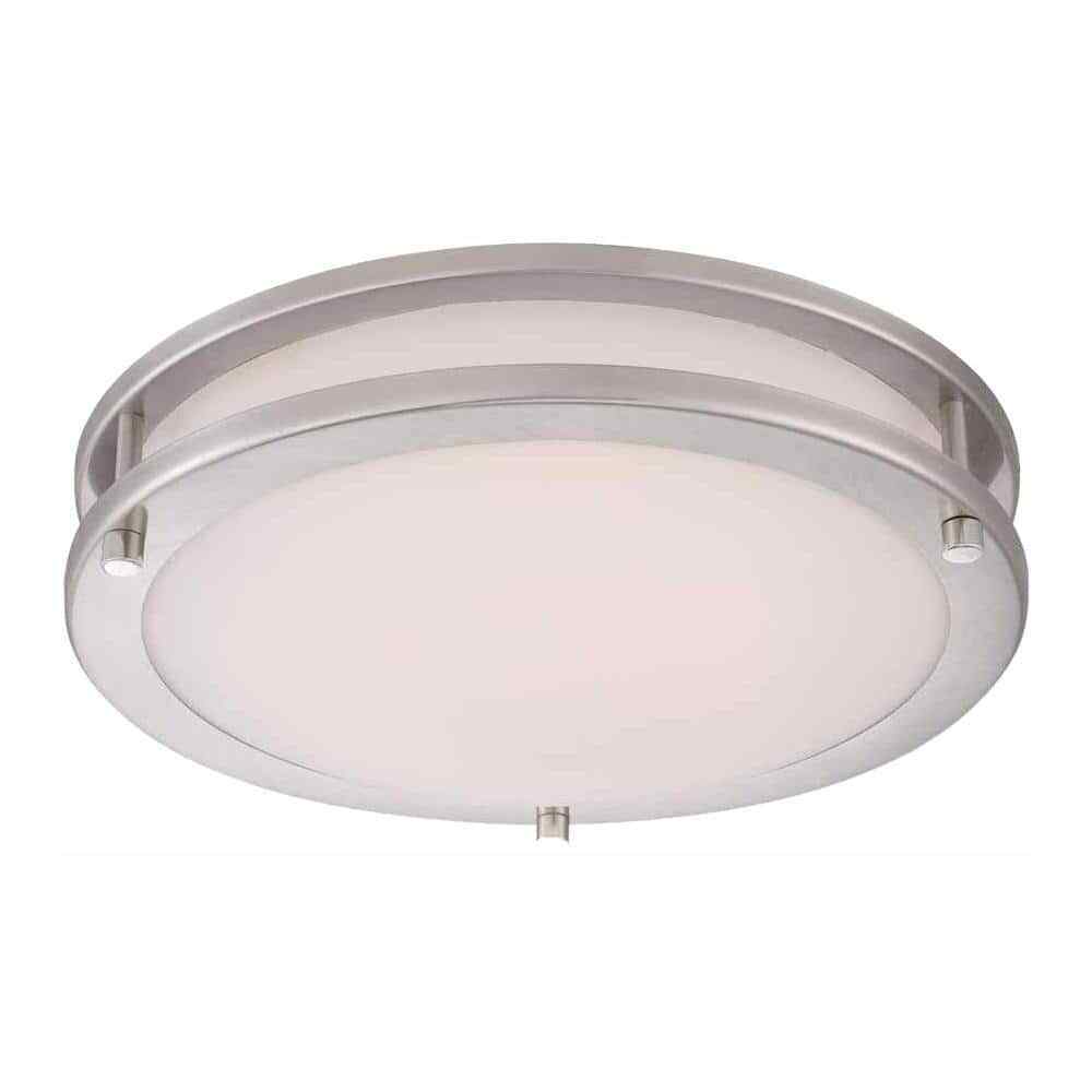 Hampton Bay Flaxmere 11.8 in. Brushed Nickel LED Flush Mount Ceiling Light