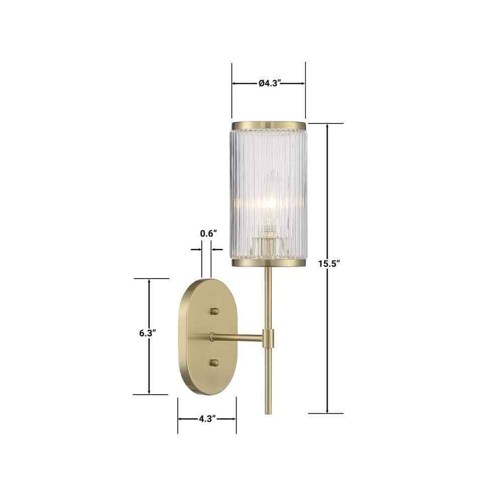 GLUCKSTEINELEMENTS Ashbury 1-Light Brush Brass Wall Sconce 38679-HBC