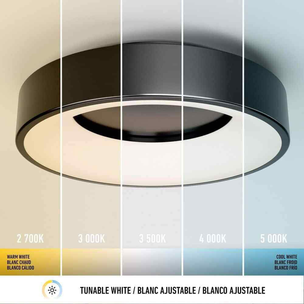 Artika Aiden 13 in. 1-Light Modern Black LED Flush Mount Ceiling Light Fixture