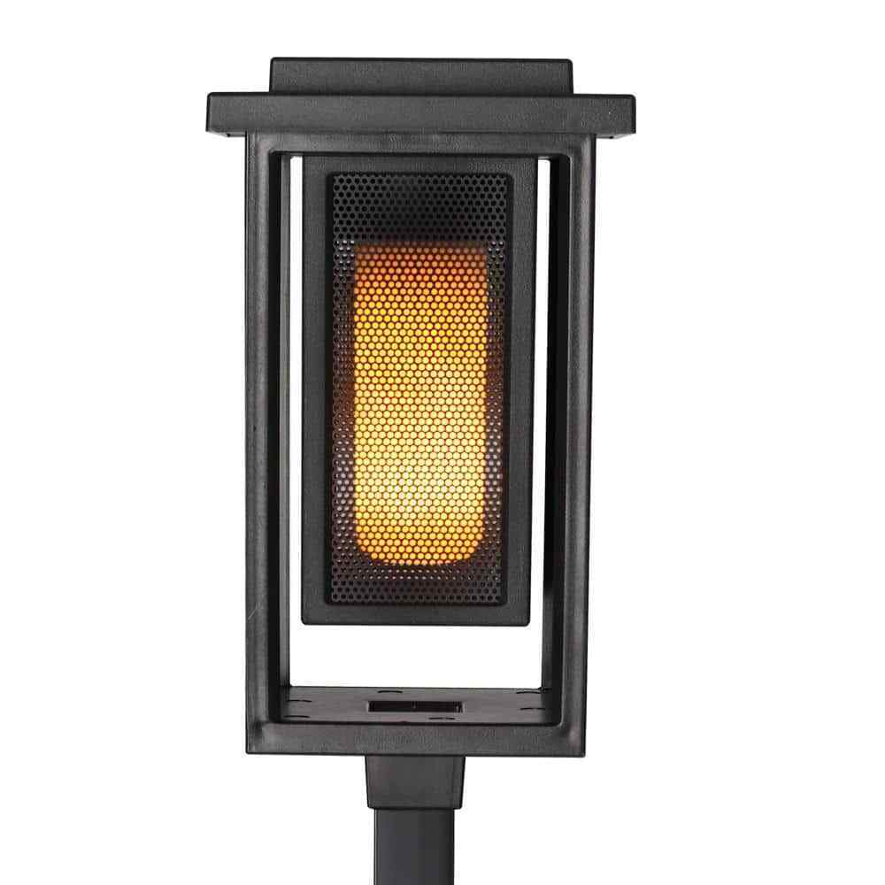 Hampton Bay Ambrose Solar Matte Black Integrated LED Modern Flicker Flame 2-Pack