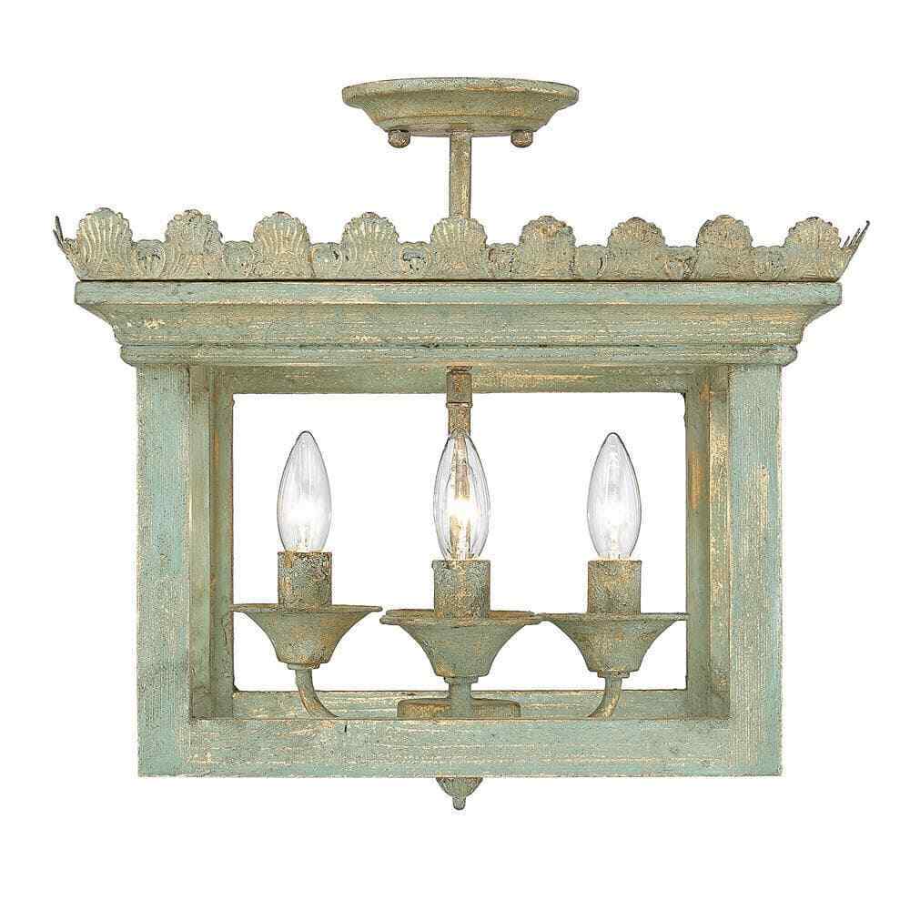 Golden Lighting Finley 16.25 in. Vintage Sage Semi-Flush Mount 0838-SF VS