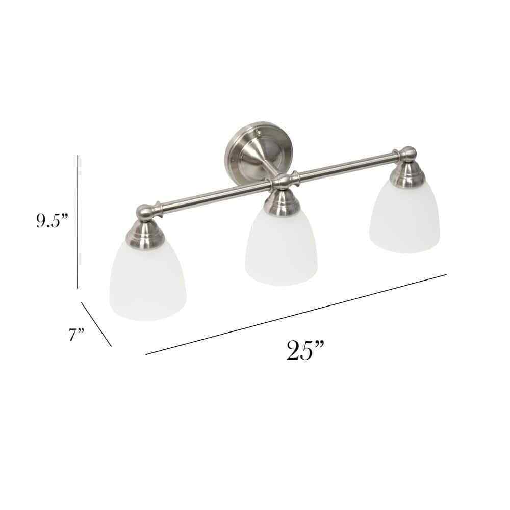 Simple Designs 25 in. Brushed Nickel Classic 3-Light Wall Mounted Vanity