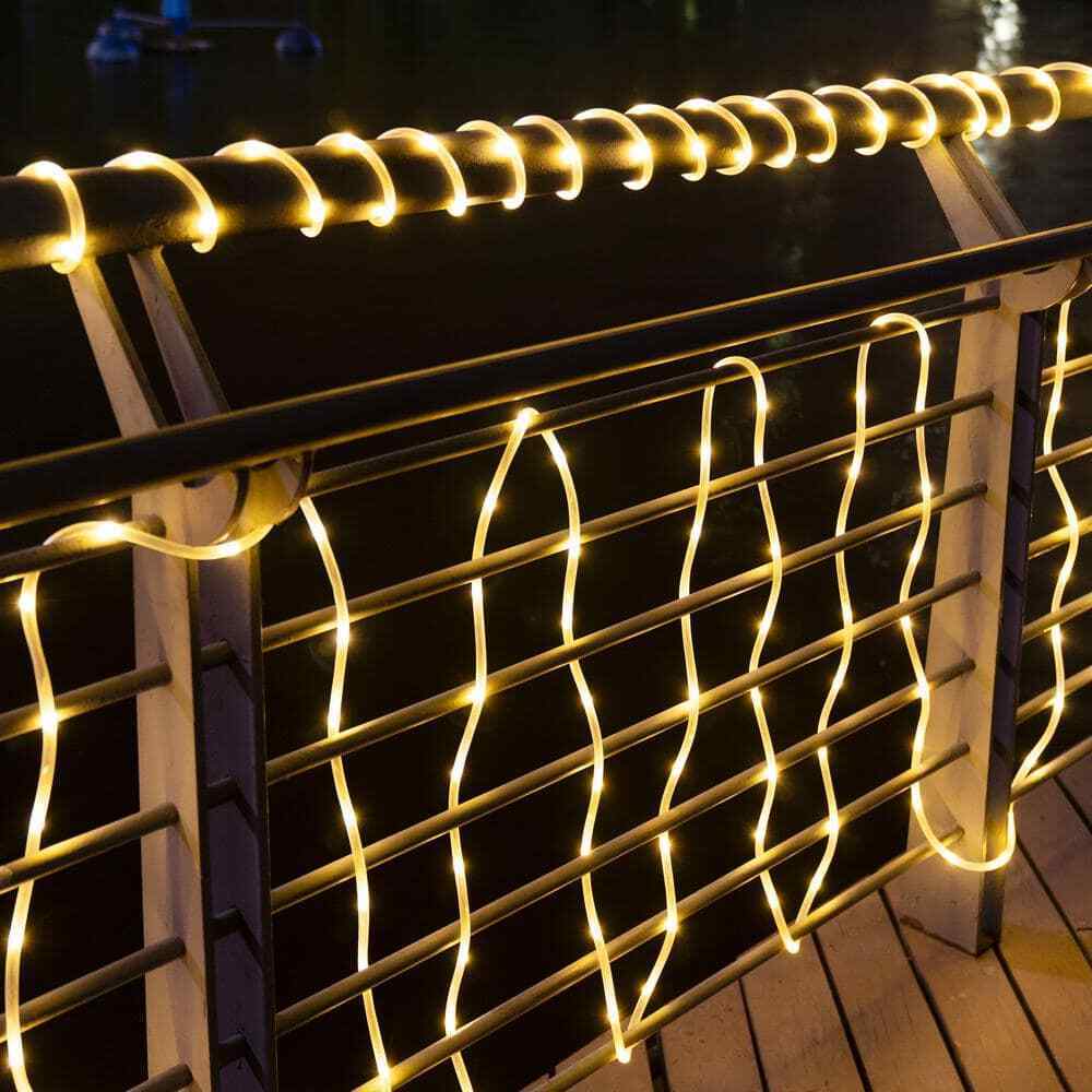 GIGALUMI 35.7 ft. Solar Powered Warm White LED Rope Light with 8 Modes 2-Pack