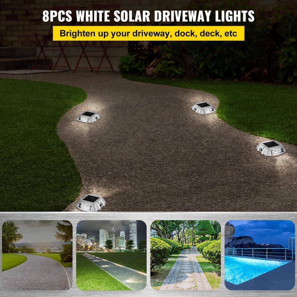 VEVOR Solar Dock Lights Marine 8-Pack Outdoor Waterproof Wireless 6 LED Driveway