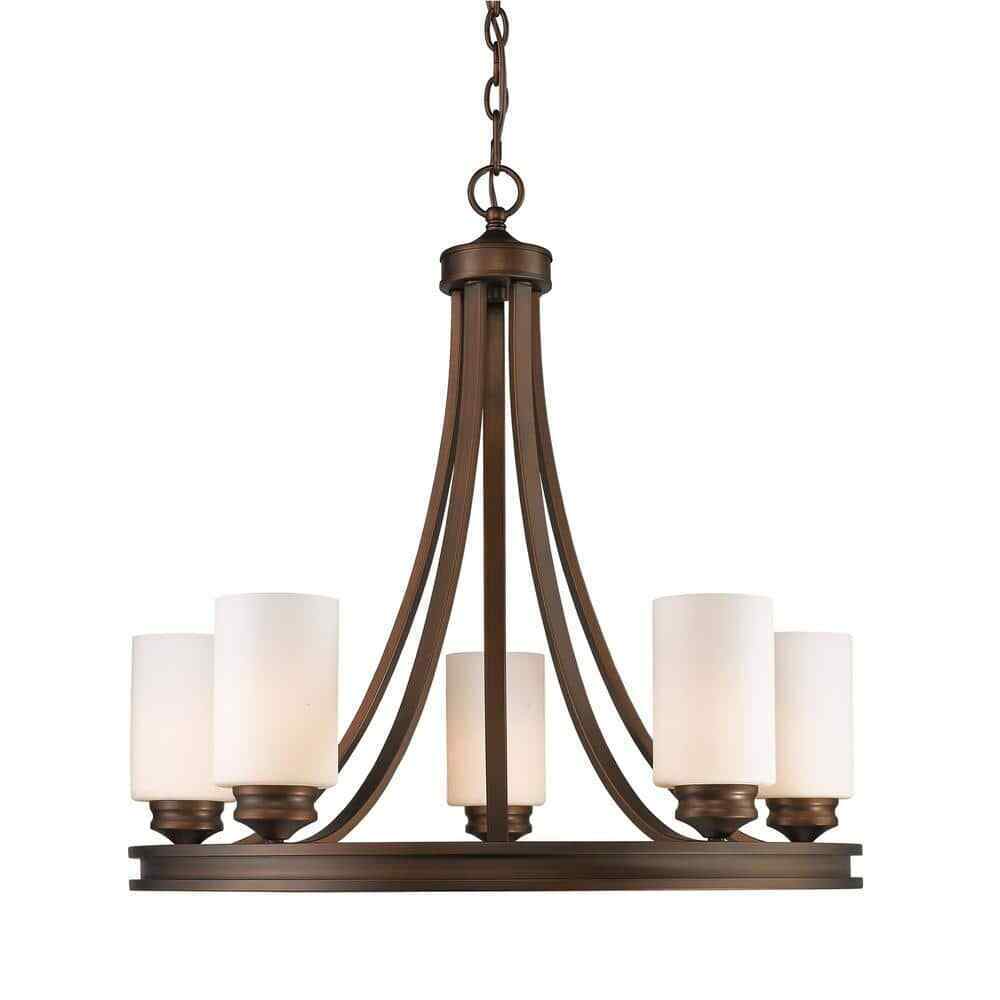 Golden Lighting Holborn Collection 5-Light Bronze Opal Shade Chandelier
