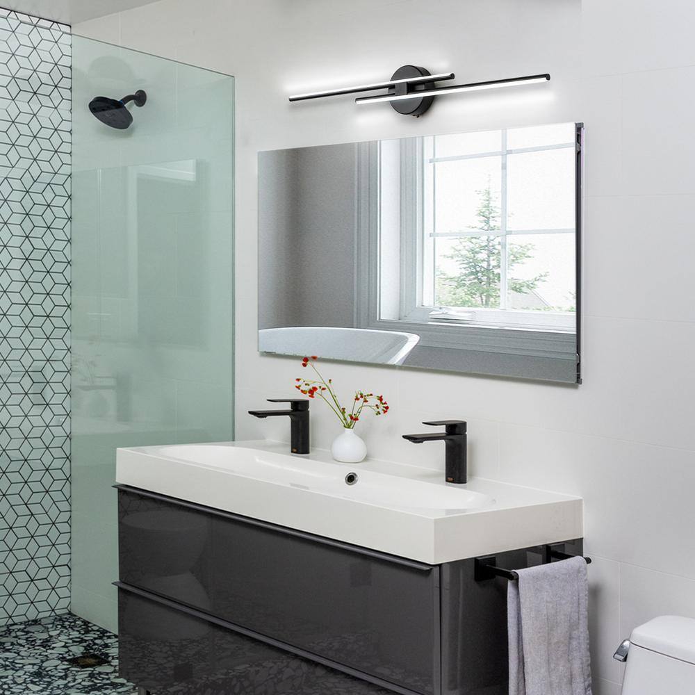 EDISLIVE Bourget Modern Black LED Bath Vanity Light Bar Wall Sconce