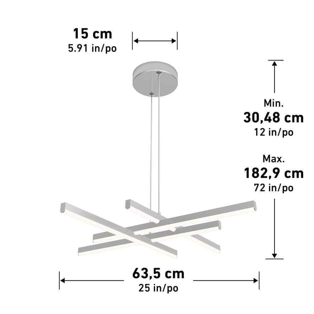 Artika Grid 30-Watt 1 Light Chrome Modern 3 CCT Integrated LED Pendant Fixture