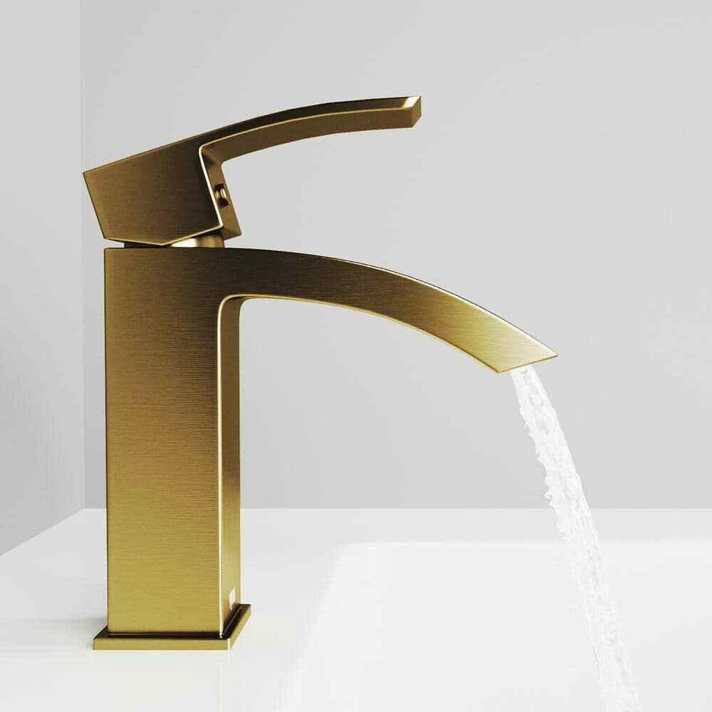 VIGO Satro Single Handle Single-Hole Bathroom Faucet in Matte Brushed Gold