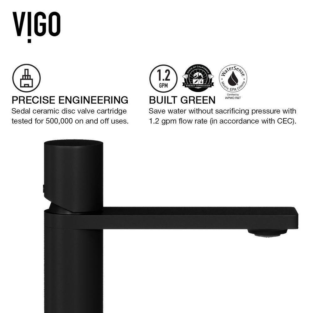 VIGO Halsey Single Handle Single-Hole Bathroom Faucet in Matte Black VG01045MB