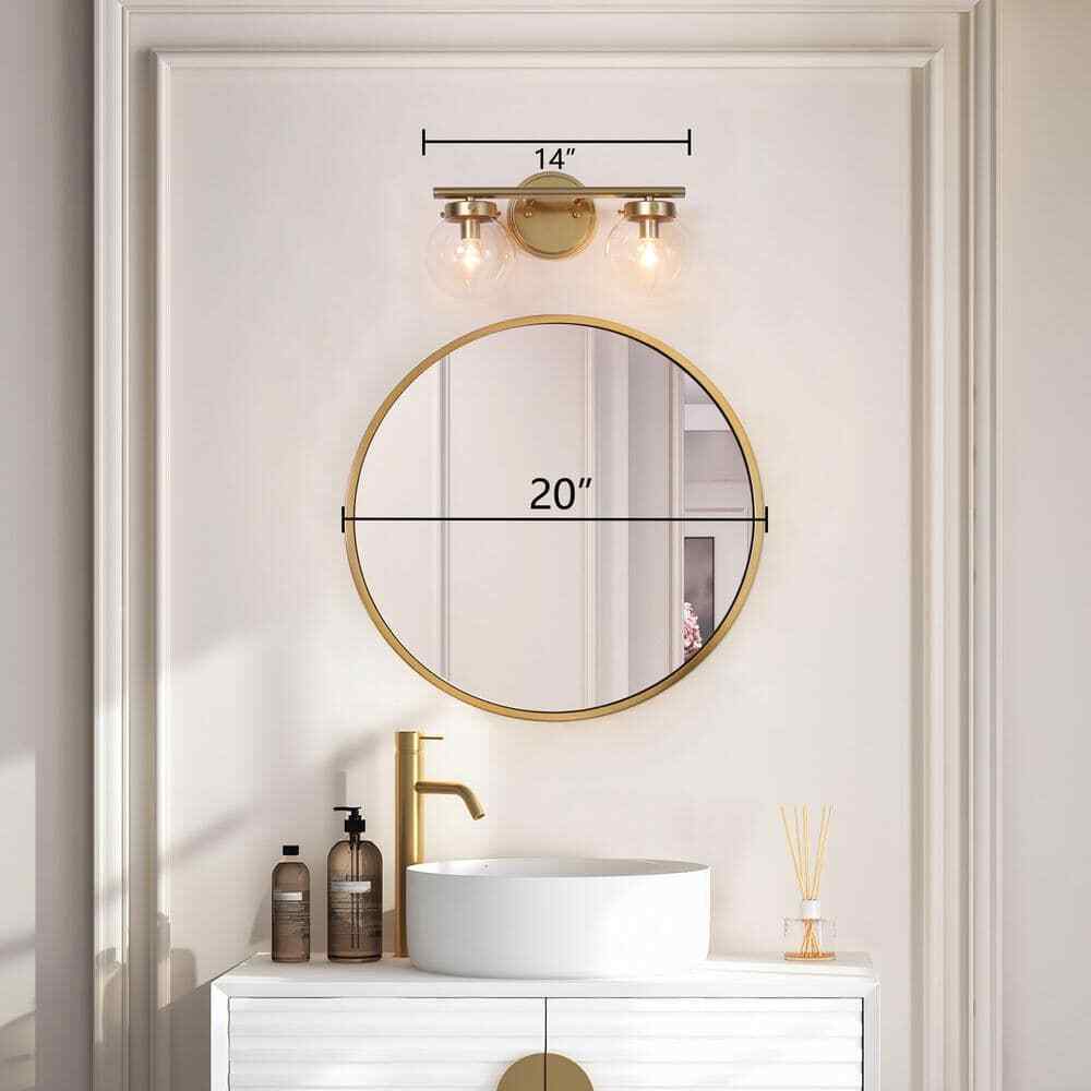 Uolfin Modern Light Gold Vanity Light 14.2 in. W 2-Light Powder Room Wall Light