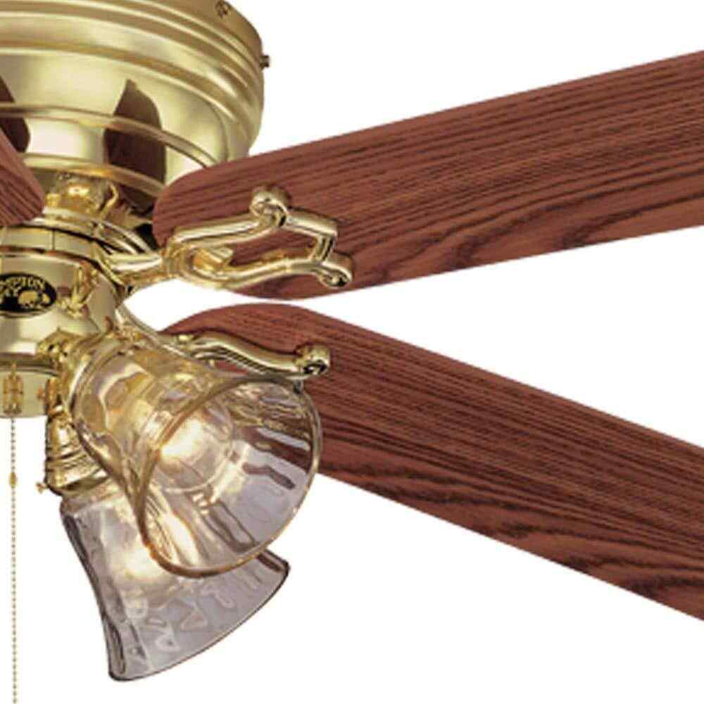 Hampton Bay Carriage House 52 in. LED Indoor Polished Brass Ceiling Fan