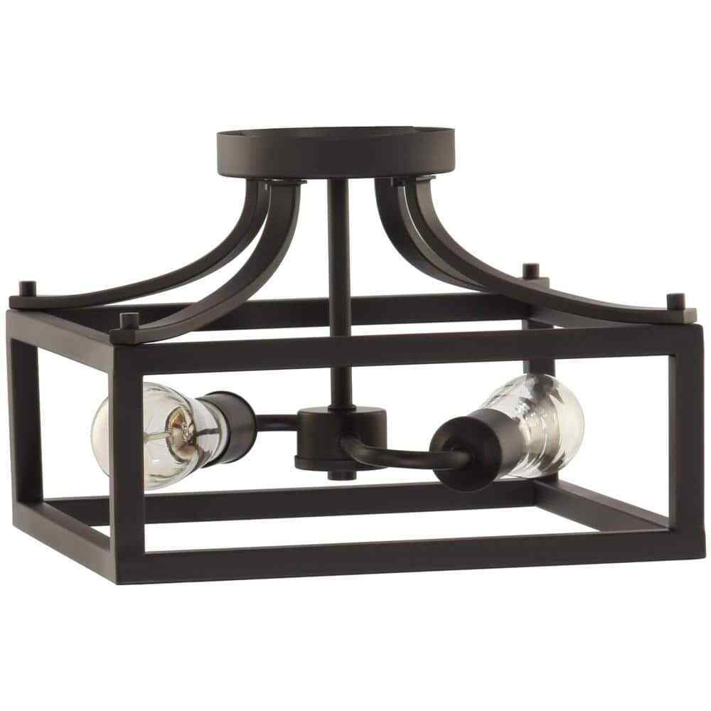 Hampton Bay Boswell Quarter 12-1/2 in. 2-Light Semi-Flush Mount Ceiling Light