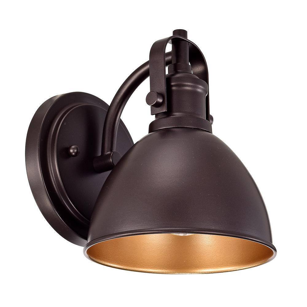 Jushua 1-Light Oil Rubbed Bronze Industrial Wall Light Sconce with Metal Shade