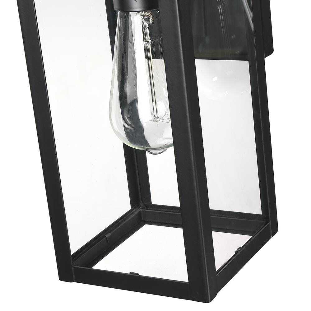 Dawn 13 in. 1-Light Matte Black Hardwired Outdoor Wall Lantern Modern Sconce