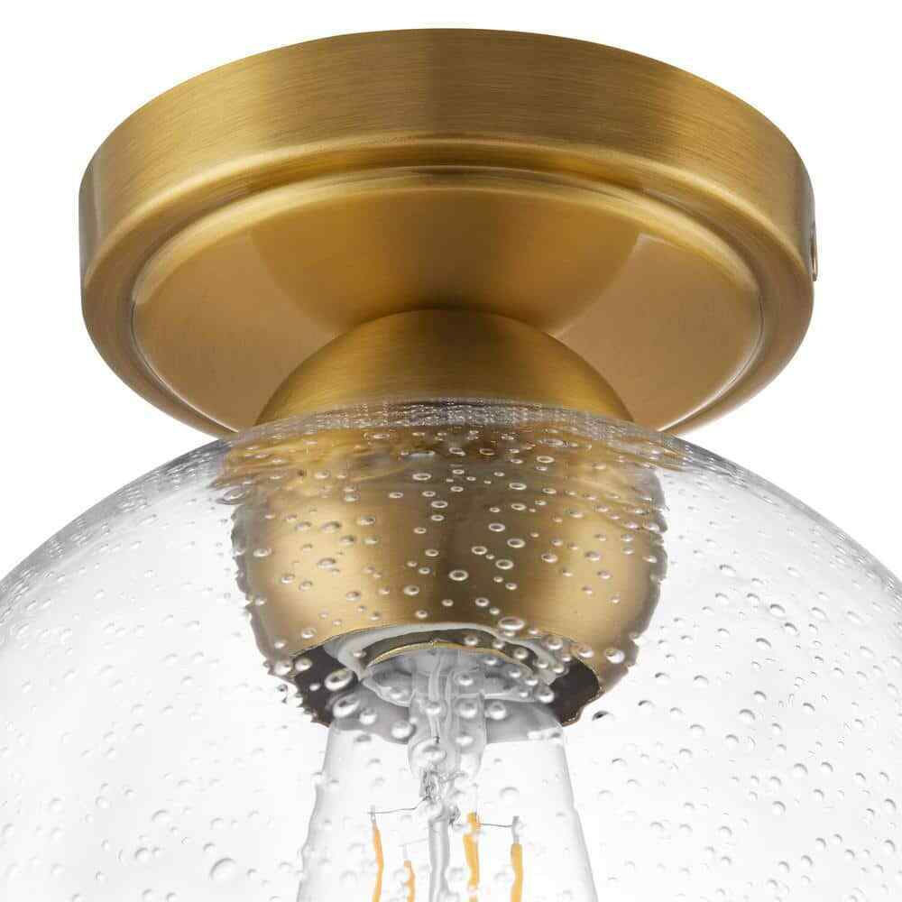 Home Decorators Jill 9.5 in. Gold Flush Mount with Clear Seeded Glass Shade