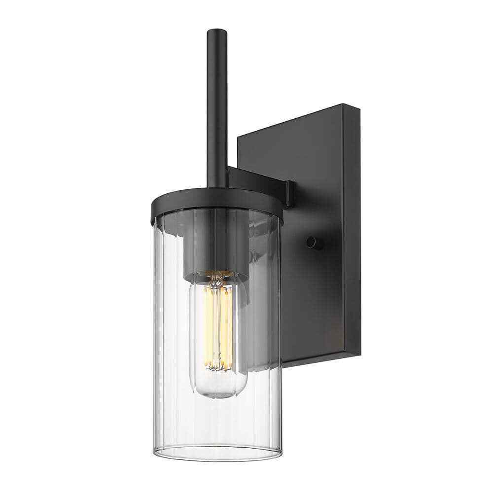Golden Lighting Winslett 4.875 in. 1-Light Matte Black Sconce 7011-1W BLK-CLR