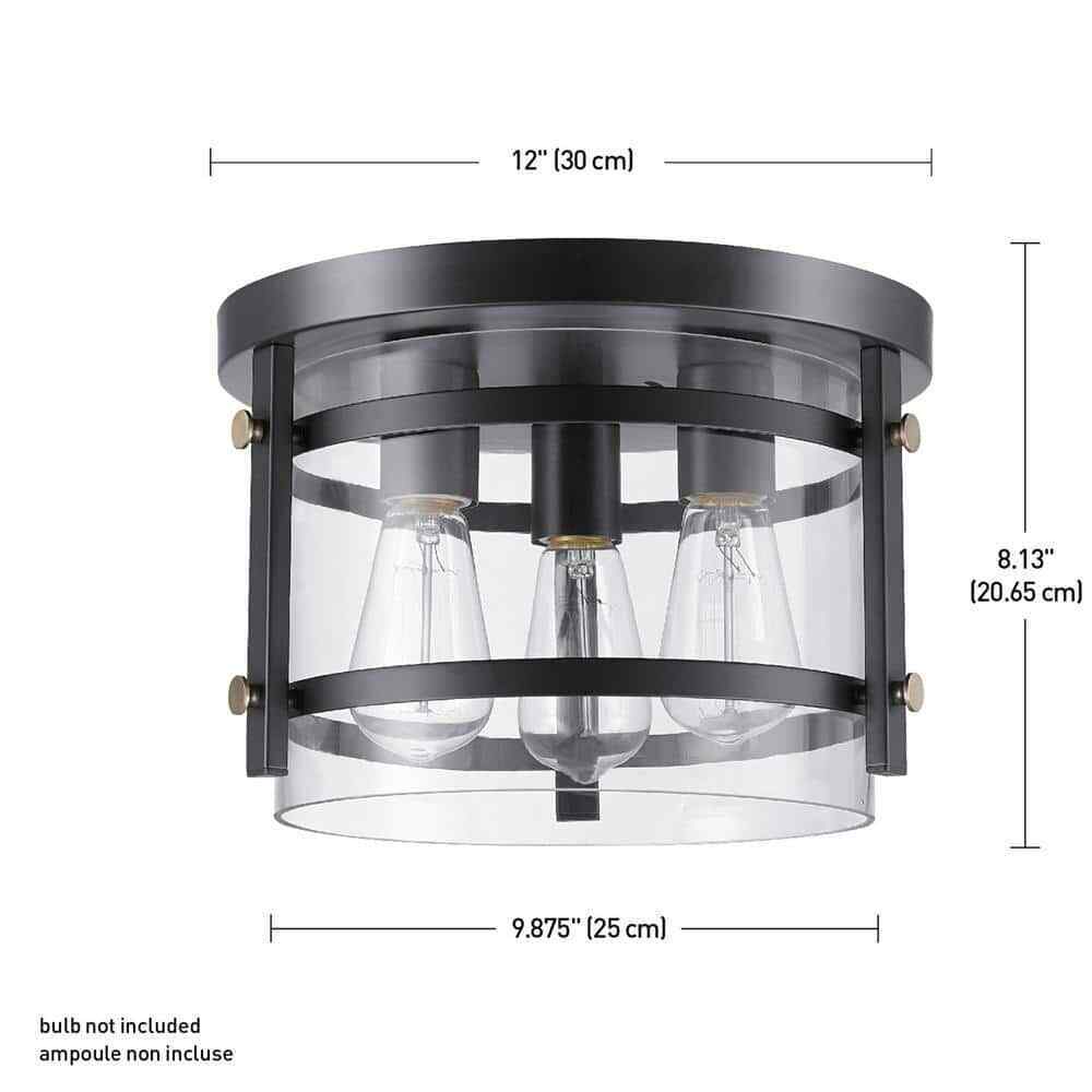 Globe Electric Wexford 3-Light Dark Bronze Semi-Flush Mount Ceiling Light