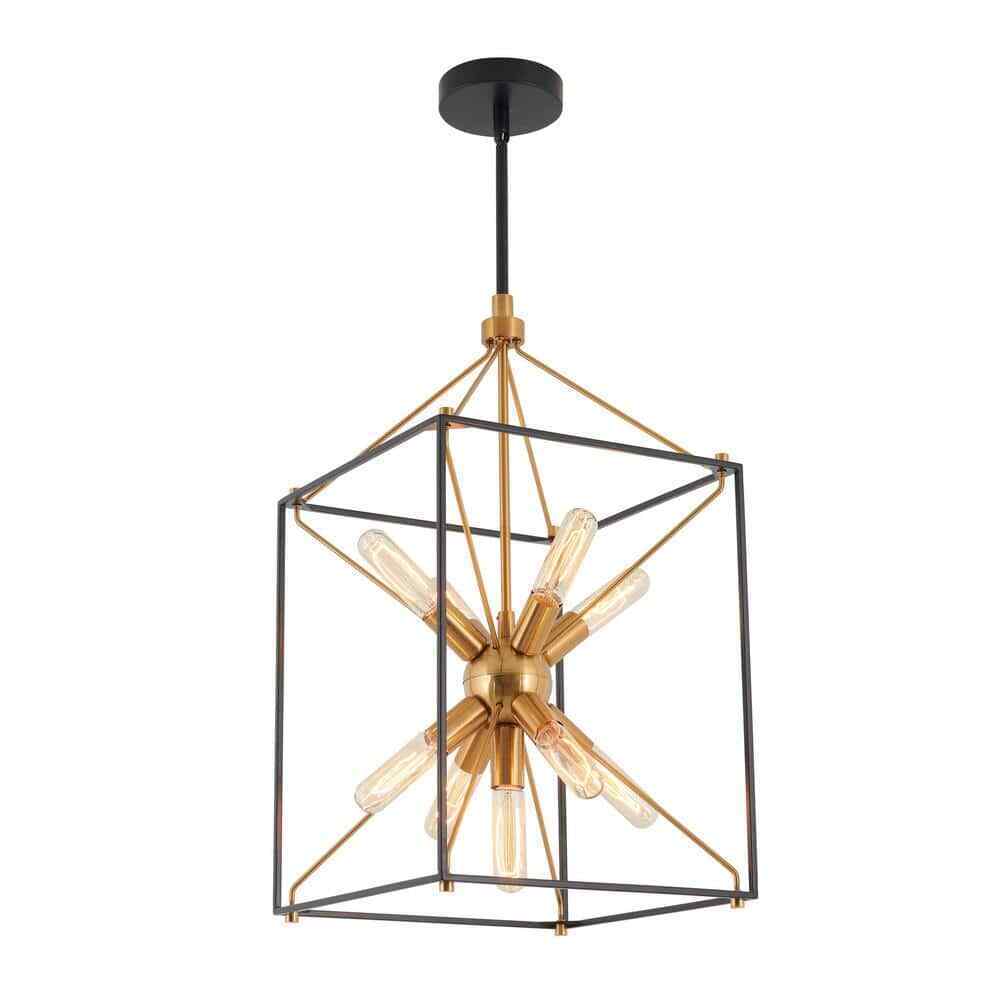 Artika Clyde 25-Watt 9-Light Black and Gold Modern Sputnik Pendant Chandelier