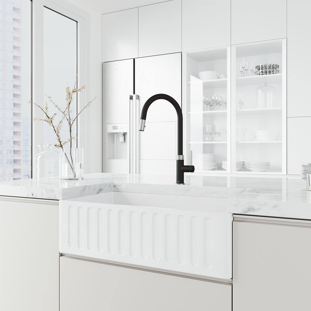 VIGO Bristol Pull-Down Sprayer Kitchen Faucet in Stainless and Black