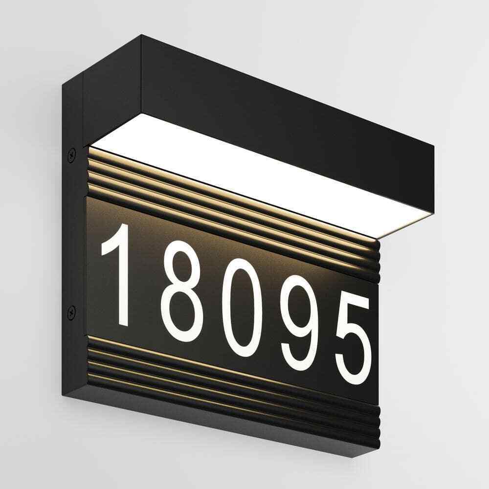 Artika Headline Address Name Black Modern Integrated LED Hardwired Porch Light