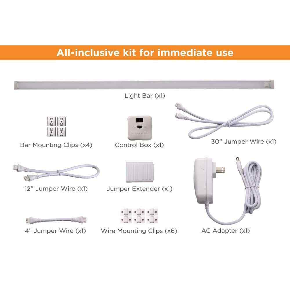 BLACK+DECKER 24 in. LED Warm White 2700K Dimmable 1-Bar Under Cabinet Lights Kit