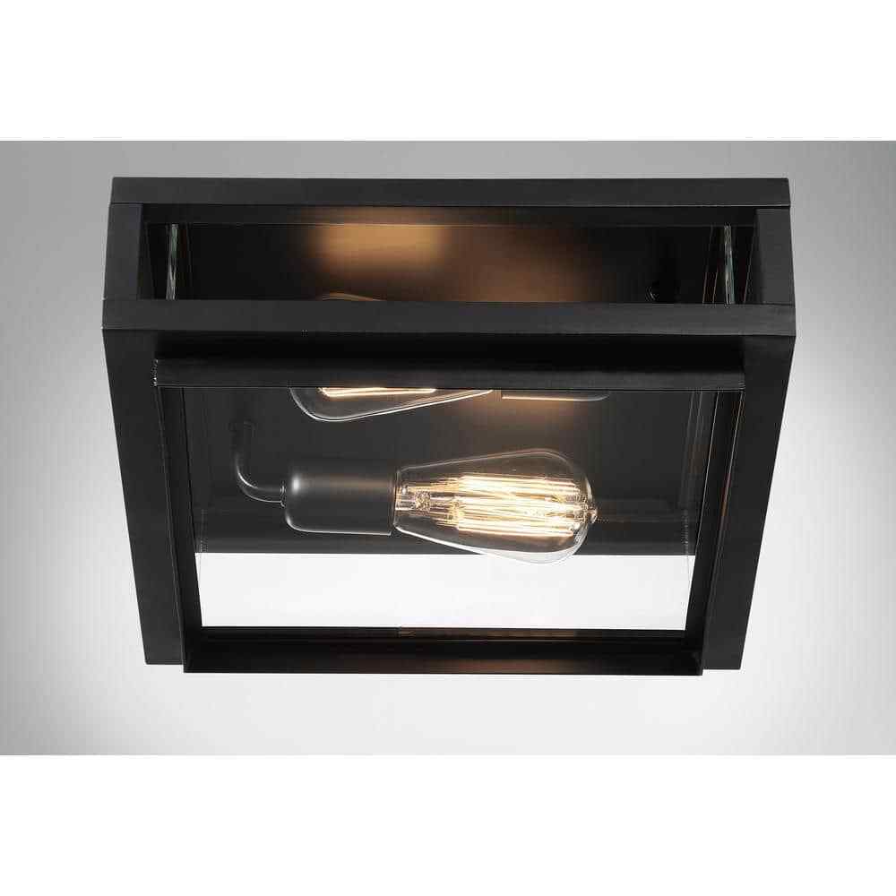 GLUCKSTEINELEMENTS Rockwell 12 in. 2-Light Black Flush Mount