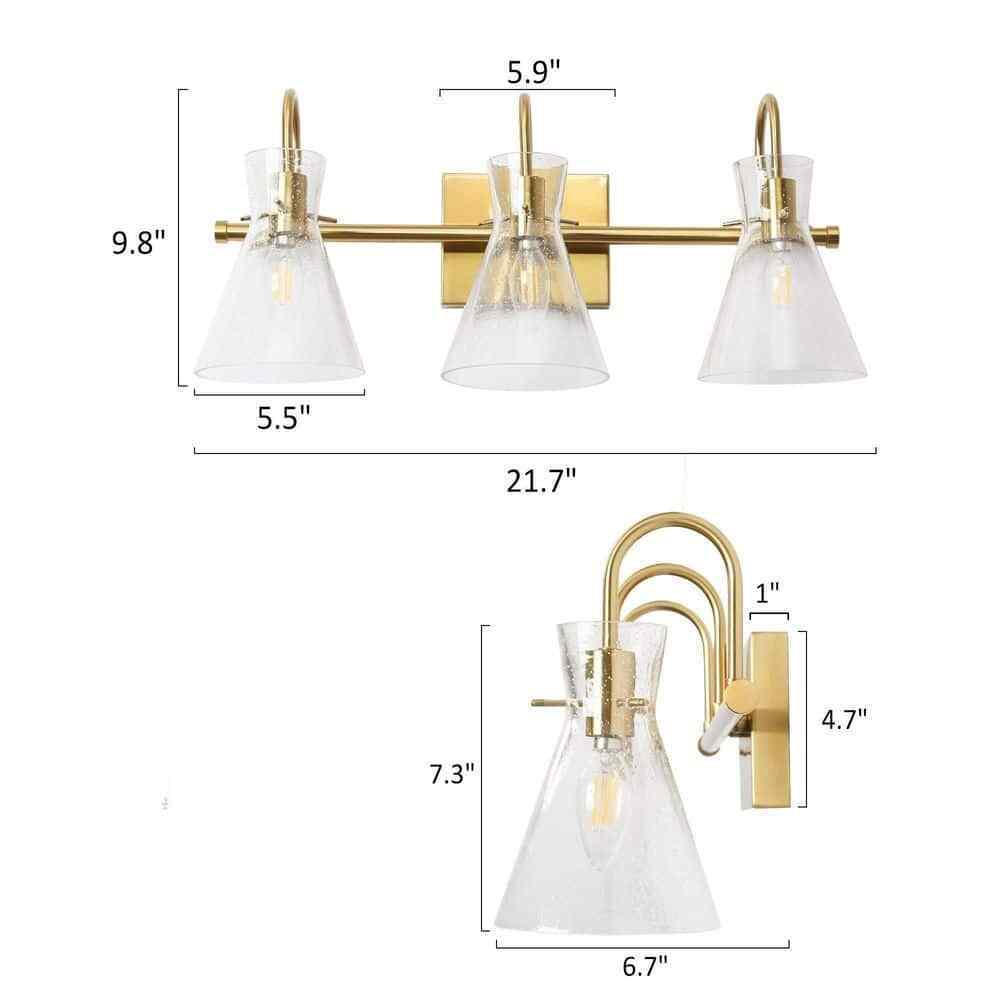 Uolfin Modern Bell Bathroom Vanity Light 3-Light Brass Gold Wall Sconce Light