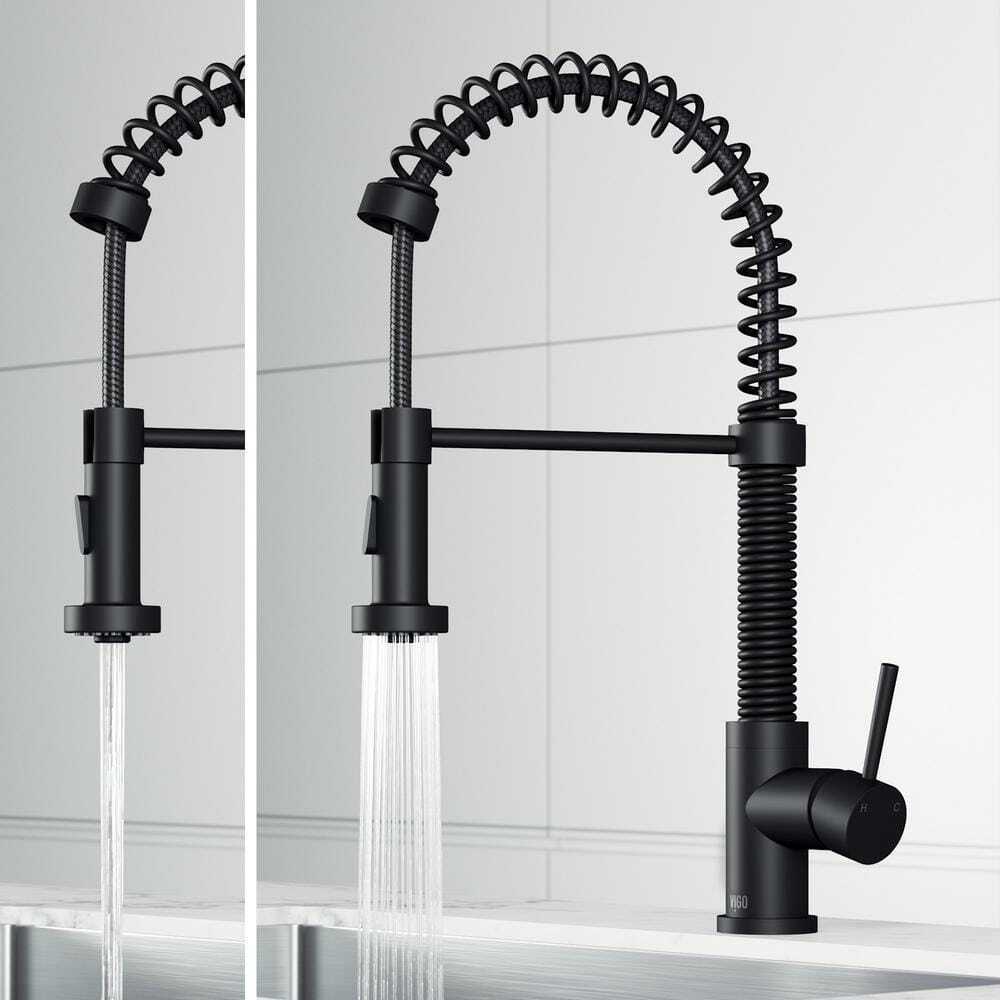 VIGO Edison Single Handle Pull-Down Sprayer Kitchen Faucet in Matte Black