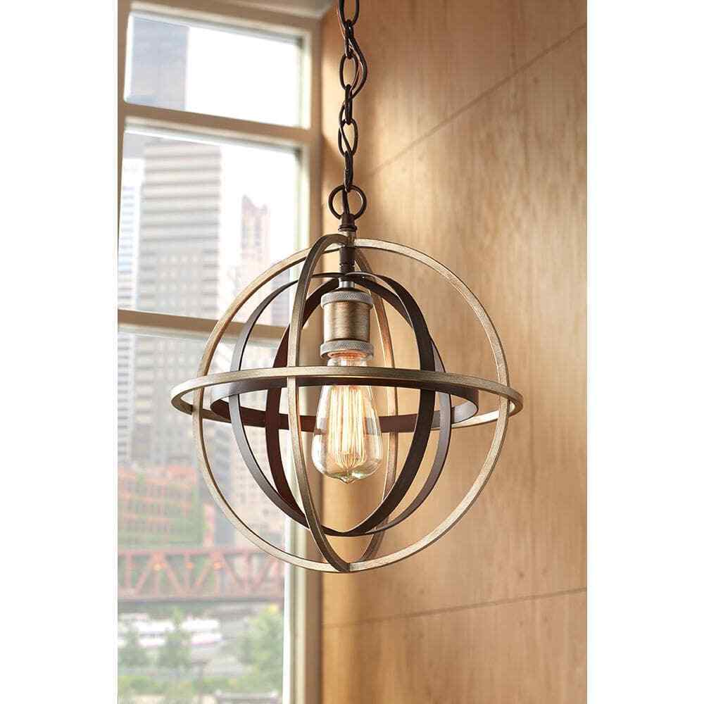 Home Decorators Barton Bay 1-Light Bronze and Champagne Pewter Orb Mini Pendant