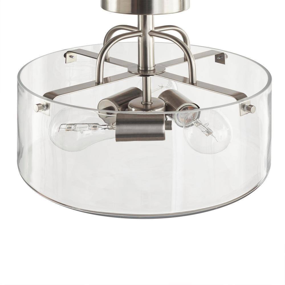 Home Decorators Shirwell 3-Light Brushed Nickel Semi-Flush Mount
