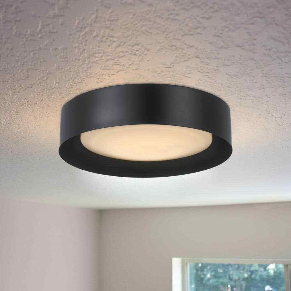 Monteaux Lighting Monteaux 13 in. Black Integrated LED Flush Mount Ceiling Light