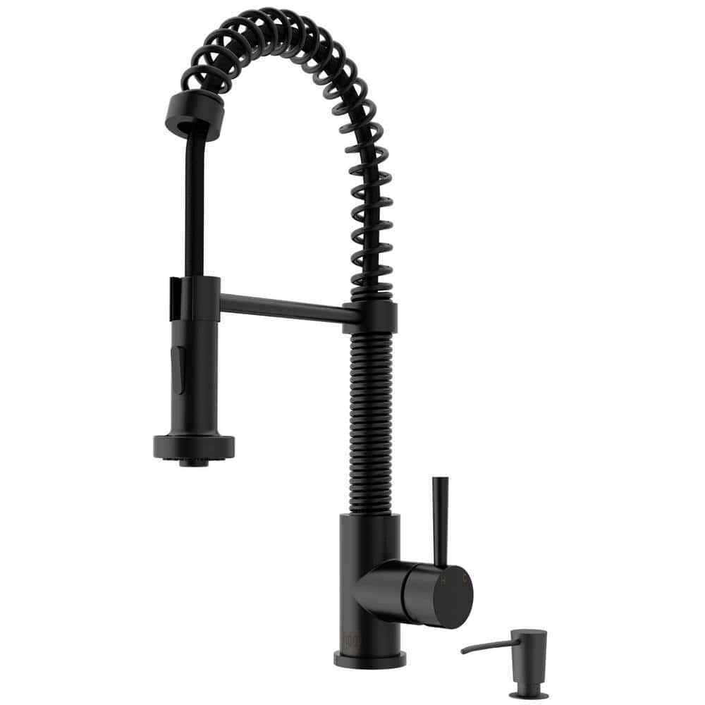 VIGO Edison Single Handle Pull-Down Sprayer Kitchen Faucet Set in Matte Black