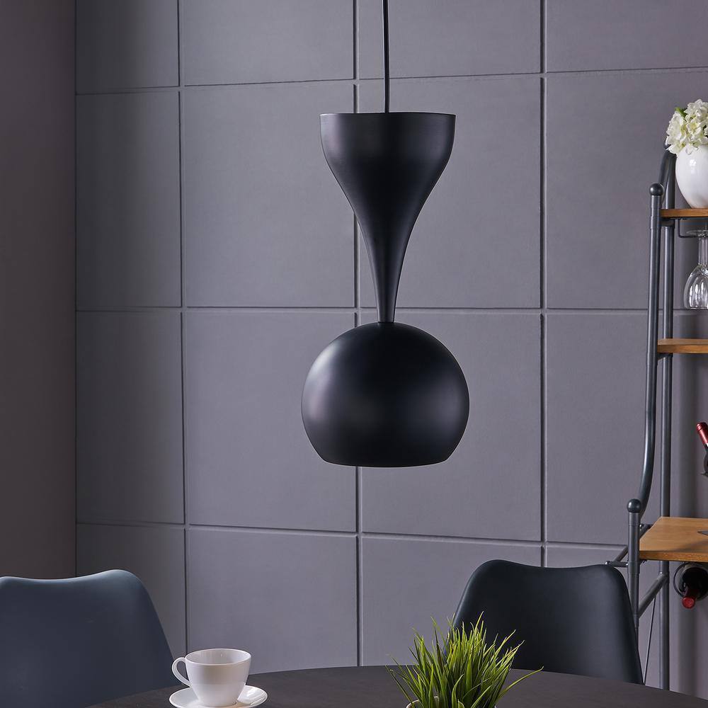 Southern Enterprises Conner Matte Black Midcentury Modern Dome Pendant Lamp