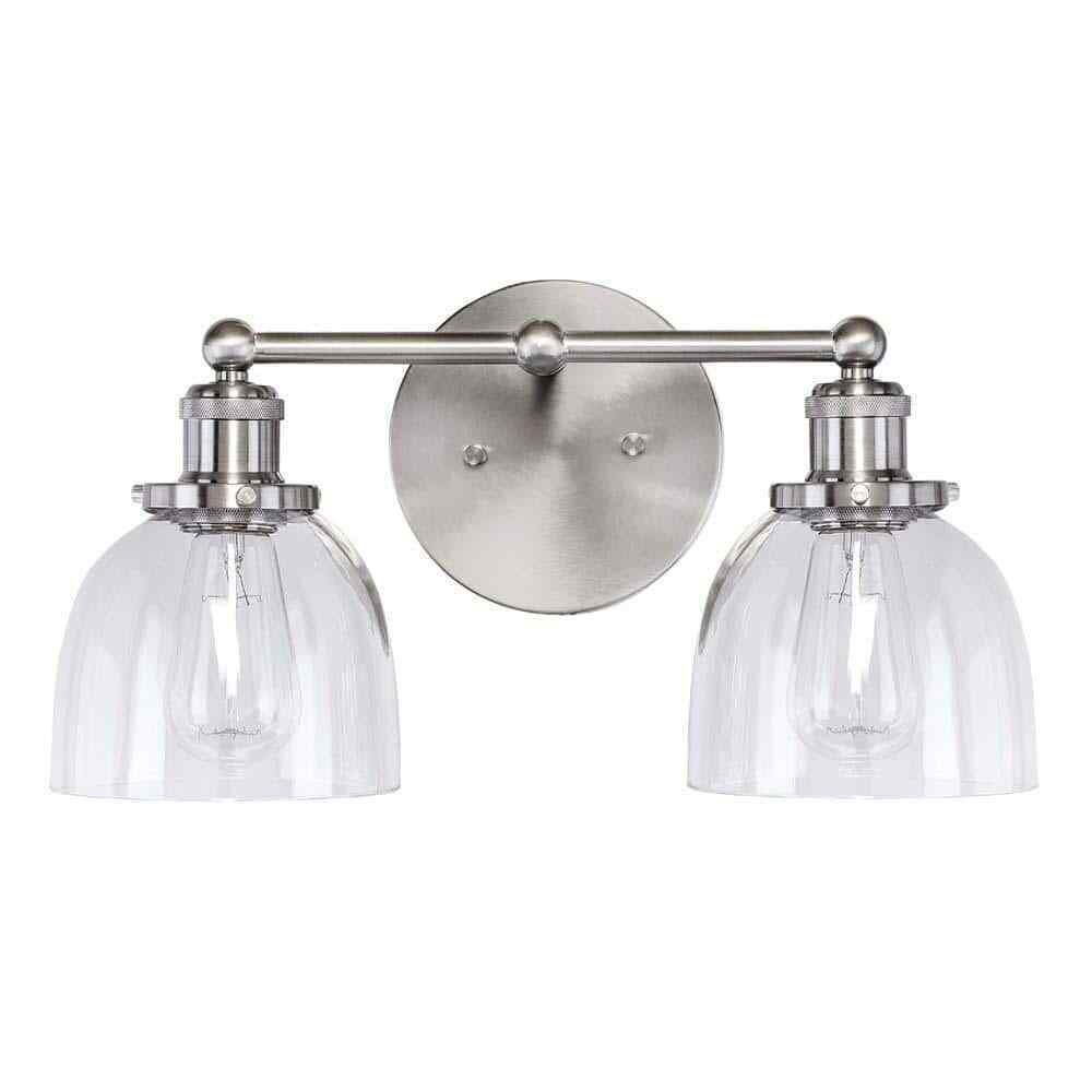 Home Decorators Collection Evelyn 16.25 in. 2-Light Brushed Nickel Vanity Light