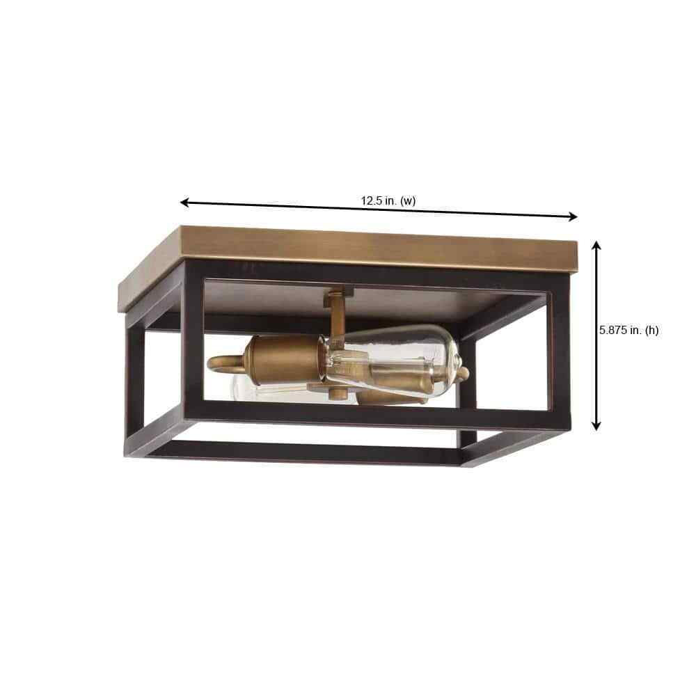 Hampton Bay Boswell Quarter 12-1/2 in. 2-Light Farmhouse Flush Mount