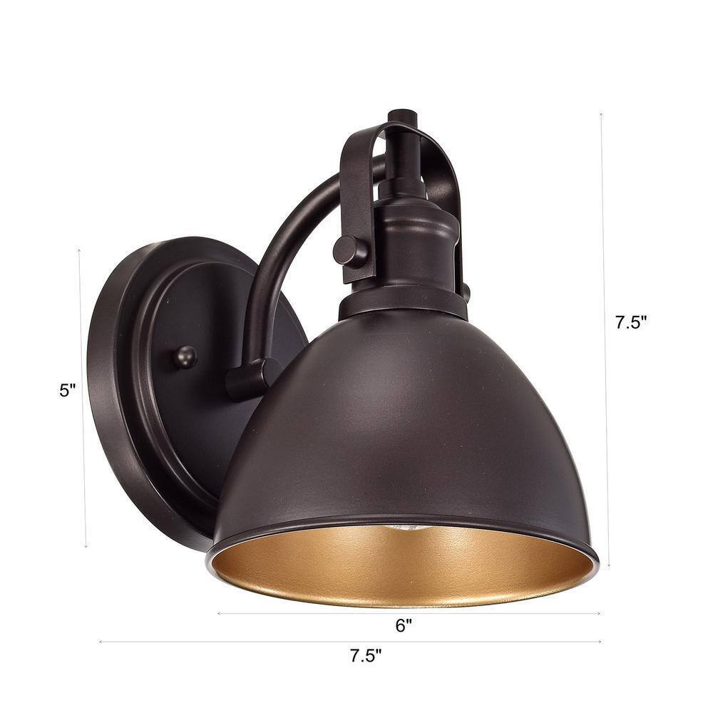 Jushua 1-Light Oil Rubbed Bronze Industrial Wall Light Sconce with Metal Shade