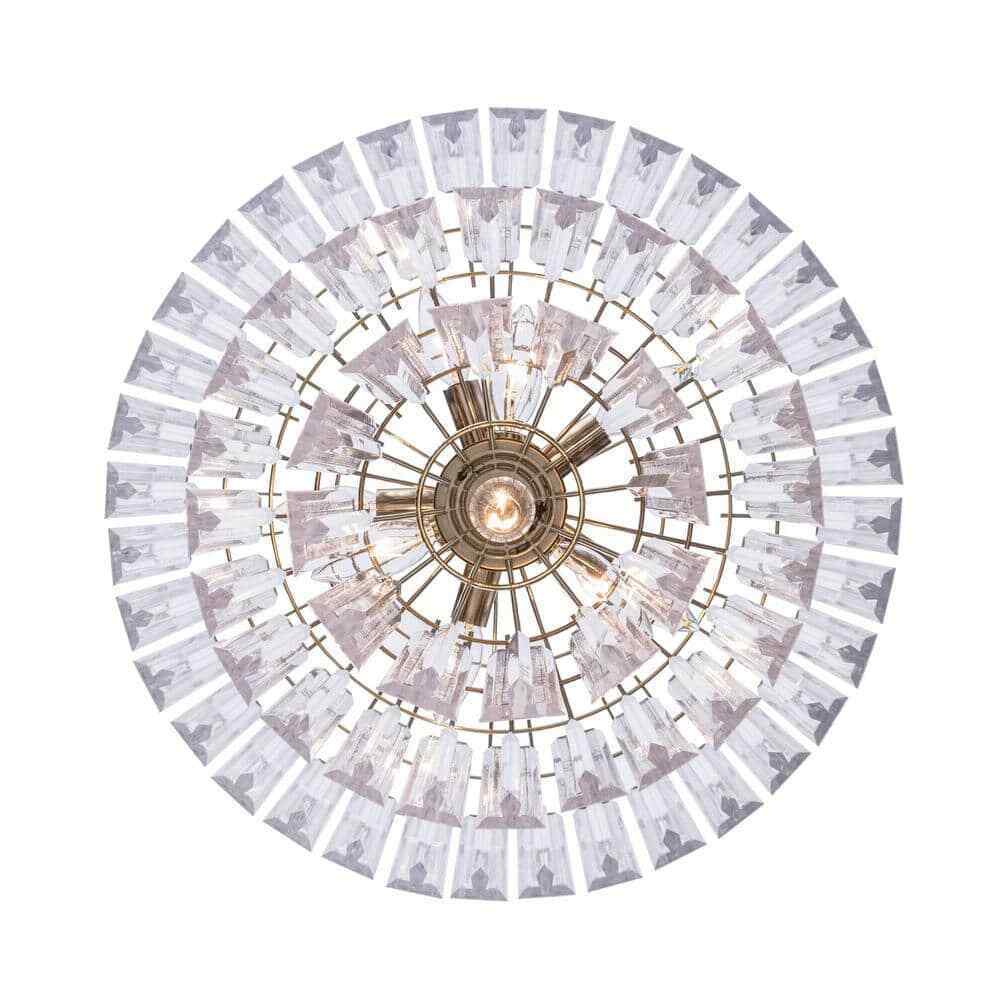 Tranquility 9-Light Polished Brass Tiered Chandelier w/ Beveled Acrylic Shade