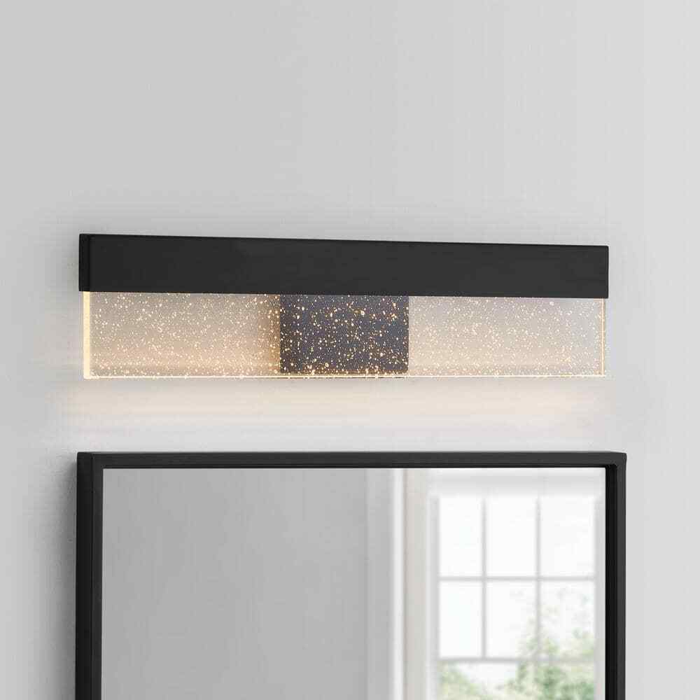 Hampton Bay Havelock 22.7 in. Black Integrated LED Bathroom Vanity Light Bar