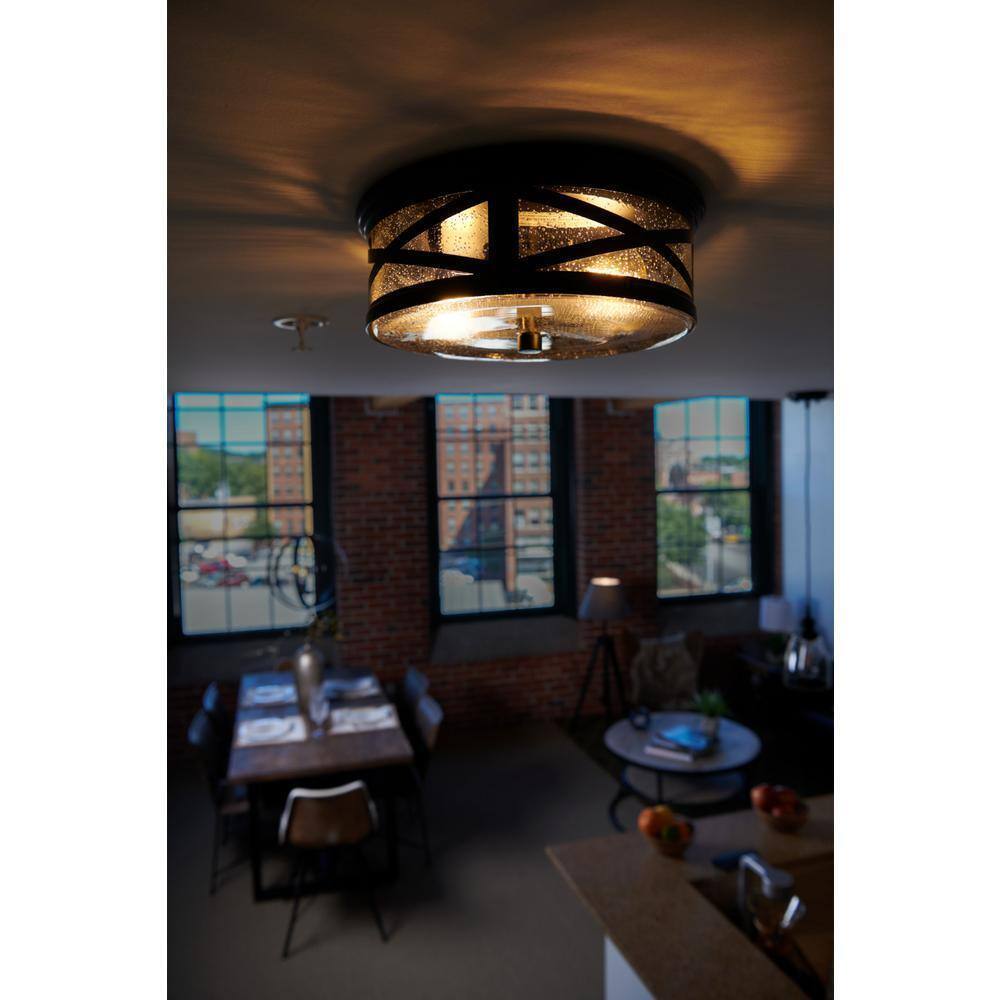 Sylvania Wellesley 11 in. Double Bulb Antique Black Ceiling Flush Mount