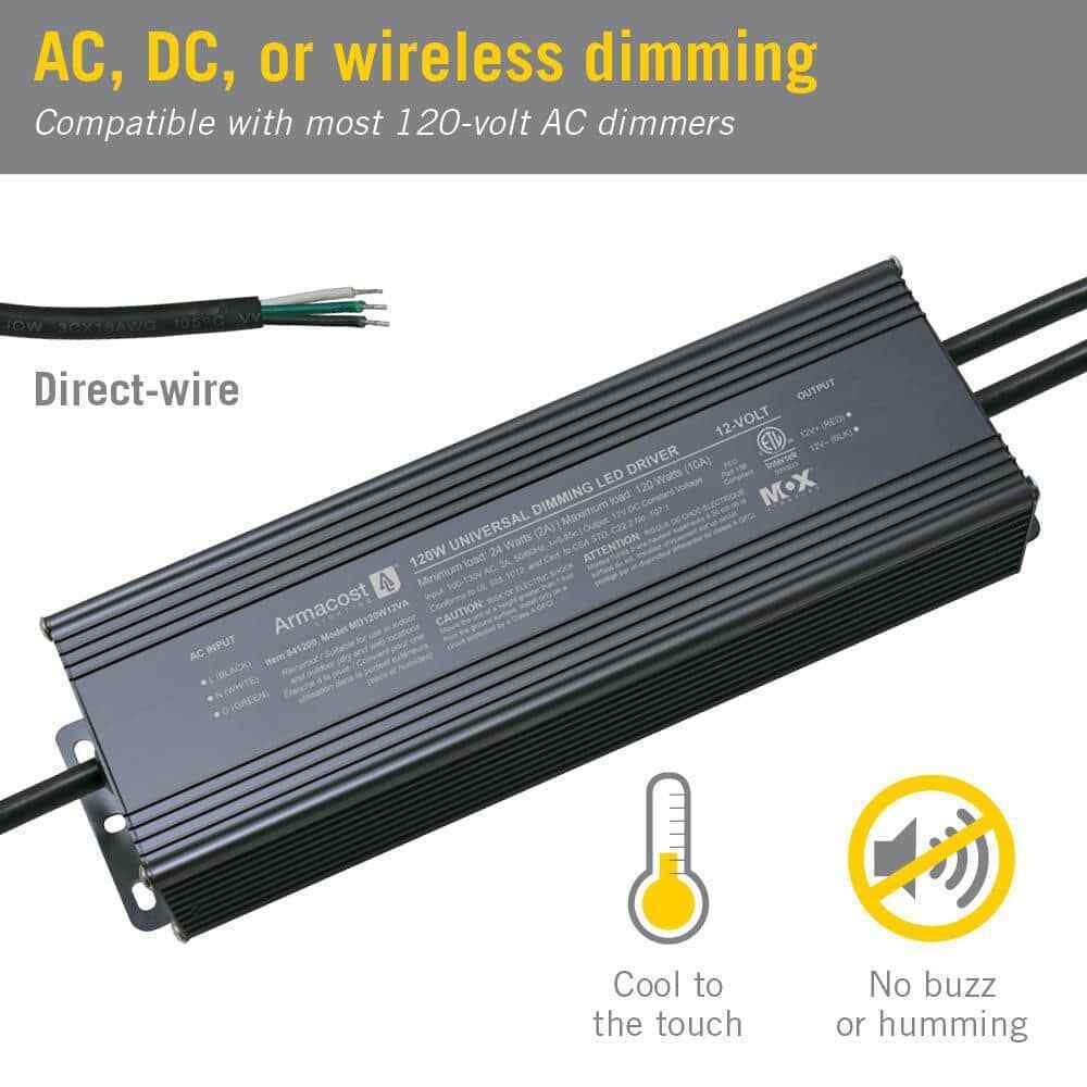 Armacost Black LED Dimming Driver 120-Watt12-Volt DC Power Supply Transformer