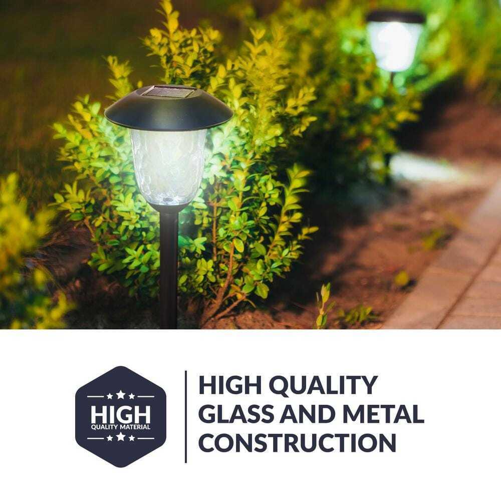 Solar Black Outdoor LED Filament-Style Landscape Path Light 2-Pack